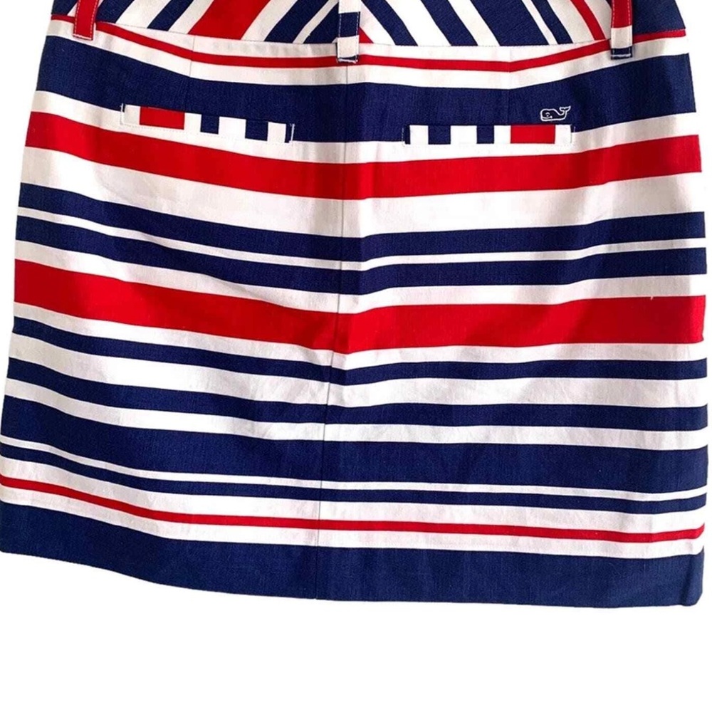 Vineyard Vines Red White and Blue Striped Mini Skirt Cotton Linen Size 14